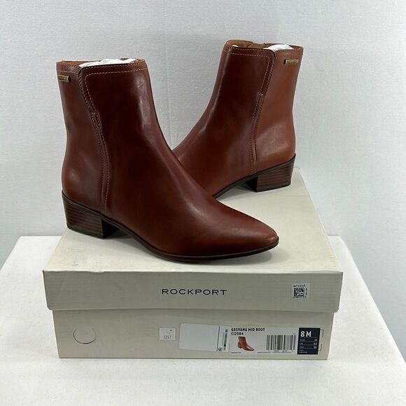 Rockport Geovana Mid Boot- Tan Havane- Size 8 M- NIB - Picture 1 of 7